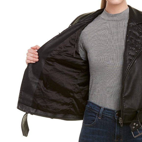 Blank NYC Love and Leave Faux Leather Jacket with Floral Print XS - Picture 6 of 15